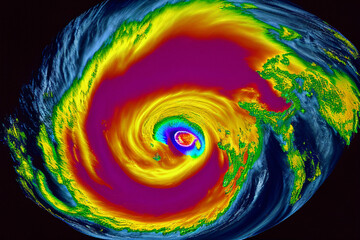 Radar Satellite View of Hurricane  - Generative AI
