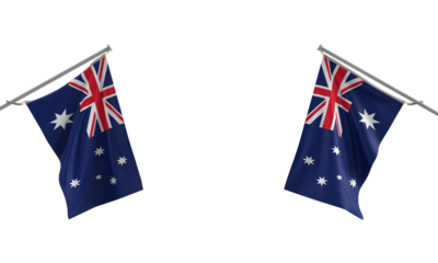 Australia waving two second flag country national symbol decoration ornament 26 twenty six january month freedom celebration festival independence sydney canberra government memorial festival concept