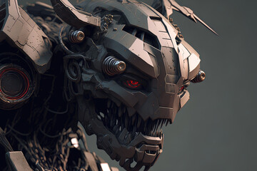 Image of a mecha head in detail. Generative AI