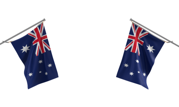 Australia waving two second flag country national symbol decoration ornament 26 twenty six january month freedom celebration festival independence sydney canberra government memorial festival concept
