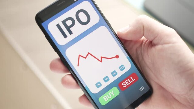 Bad IPO Stock Market Chart Going Down in Red on Smartphone app