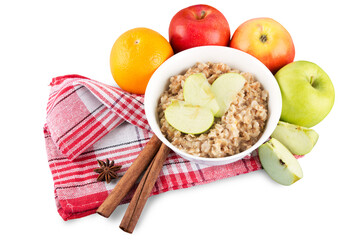 Apple with tasty oatmeal, Healthy Breakfast