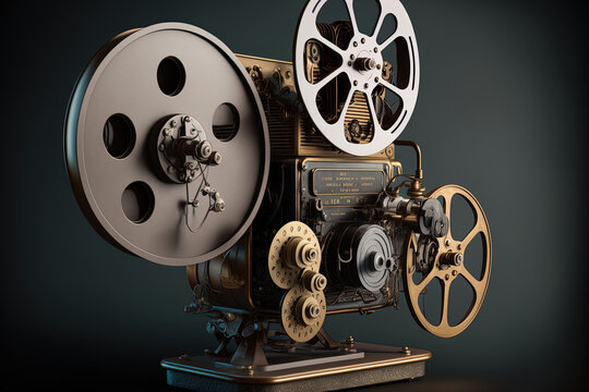 a movie projector with a movie reel. Generative AI