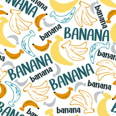 Abstract Retro Banana Fruit Retro Vector Graphic Seamless Pattern