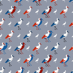 Fototapeta premium Abstract Stork Birds Animal Vector Seamless Pattern