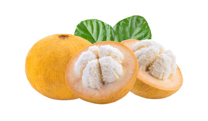 santol fruit with leaf isolated on transparent png