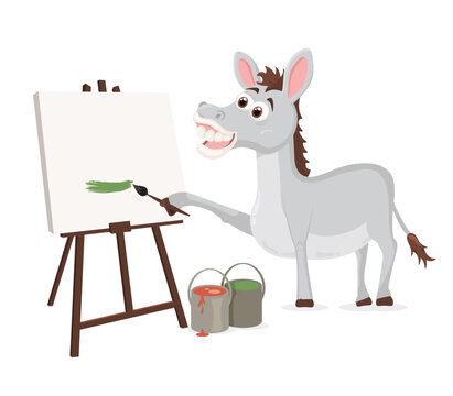 vector illustration of an artist donkey