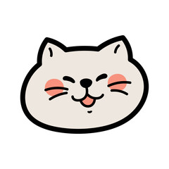 シンプルでかわいい白猫の顔アイコン　イラスト素材