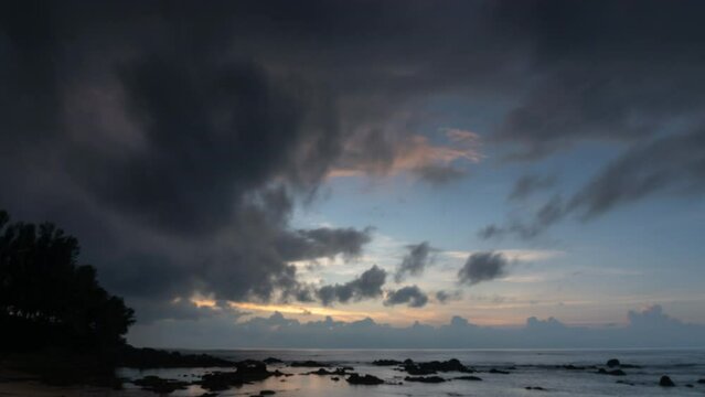 Timelapse Clouds over the sea after the rain.