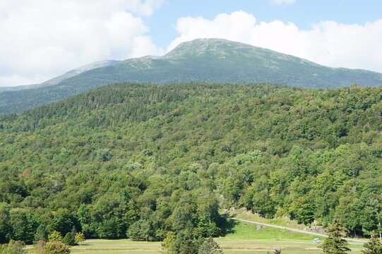 The view of Mt. Washington from the base of the mountain. Gorham, NH