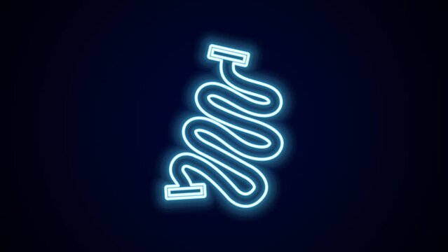 Glowing neon line Racing track icon isolated on black background. 4K Video motion graphic animation