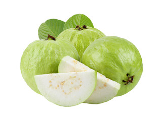 Guava fruit with leaf  isolated on transparent png