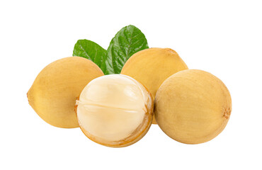 Longkong langsart fruit with leaf isolated on transparent png