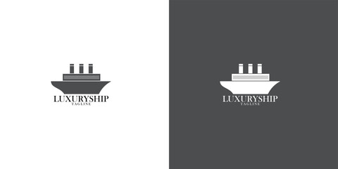 Naklejka premium luxury ship logo minimalist design idea