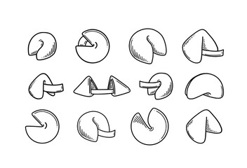 Chinese fortune cookies vector illustration. Chinese New year dessert prophecy cookie