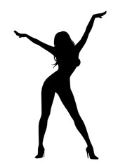 Sexy Woman Dancing Female Curvy Busty Body Figure Stripper Silhouette VECTOR EPS SVG AI Cut File	