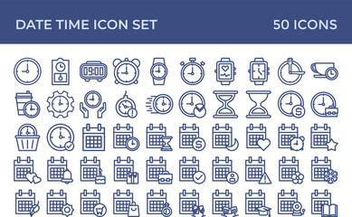 Date and Time Line Icon Set