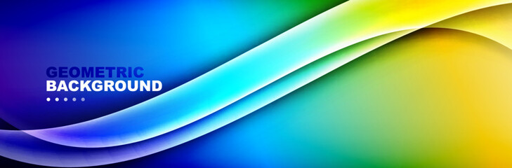 Wavy lines, technology digital template with shadows and lights on gradient background. Trendy simple fluid color gradient abstract background with dynamic wave shadow lines effect