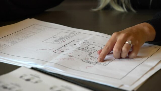 A woman view Engineering drawing . Engineering master plan