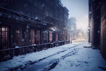 Obraz premium Snow covered road in the night