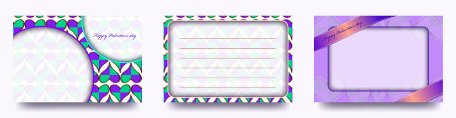 メッセージが書ける　ハートのイラスト ベクターテンプレートカードセット/Valentine/ポストカード　メッセージカード/Postcard/はがきテンプレート/DM/手紙