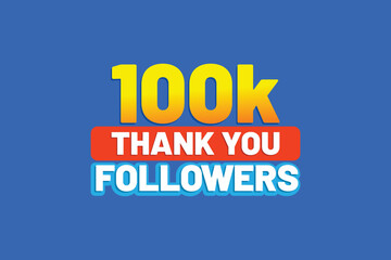 Thank you 100k followers design with blue background