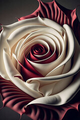 Fototapeta na wymiar Beautiful red and white rose in realistic painting art style, close up view 