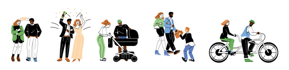 Fototapeta premium Set of Family lifestyle activity