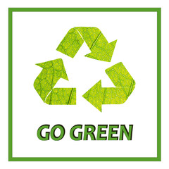 Go Green message for poster, banner and sign. Recycle Symbol.