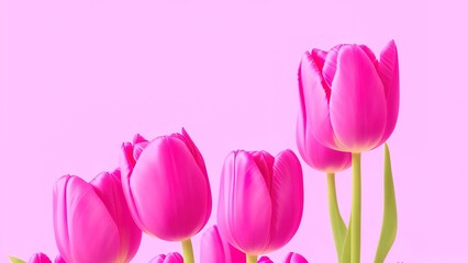 Colorful tulips grow and bloom in close proximity to one another, on wooden background.