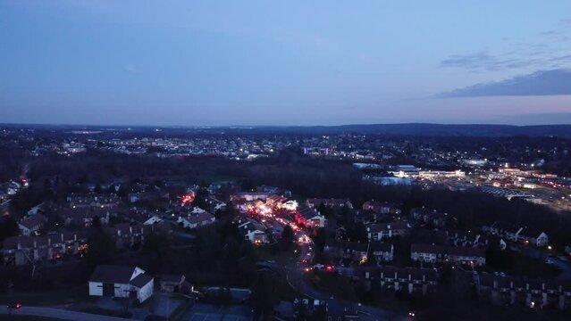 flying over a condominium house fire