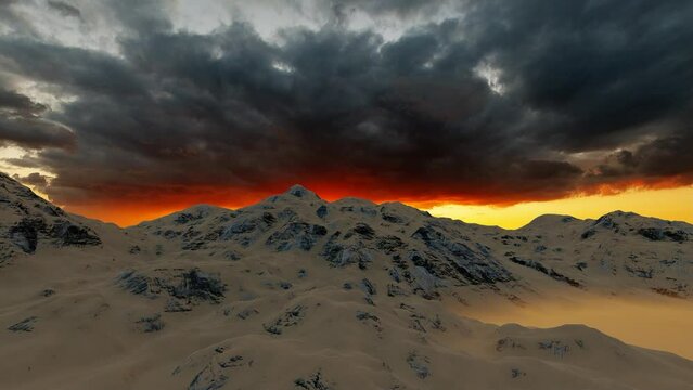 sunrise over desert mountains 3d render hd 60 fps