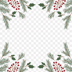 transparent background flat floral Christmas frame design