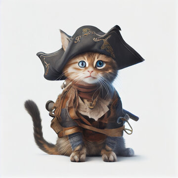 A pirate cat created by AI. Concept When a cat is a pirate.