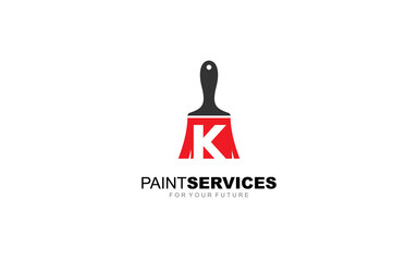 K logo paint brush for identity. construction template vector illustration for your brand.