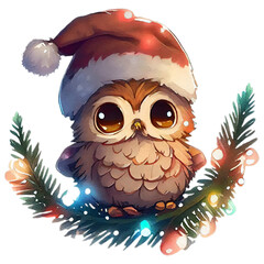 owl with santa hat