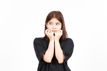 Sulking and frowning gesture Of Beautiful Asian Woman Isolated On White Background
