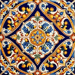 Sicilian tile pattern - obrazy, fototapety, plakaty