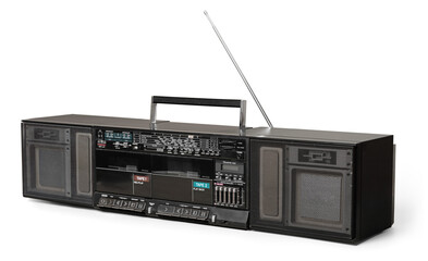 Black old retro worn radio