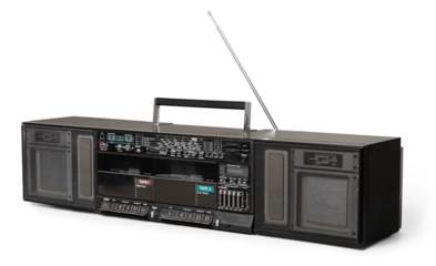 Black old retro worn radio