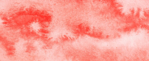 Watercolor texture banner. Abstract red Painting background. Template, copy space. Orangeade pantone color 2025
