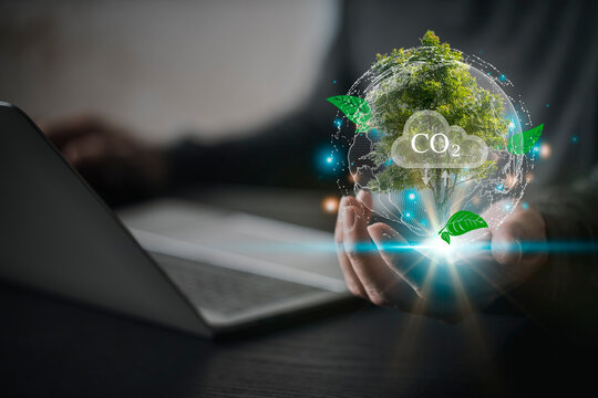 Energy consumption and CO2 emissions are increasing, Renewable energy based green businesses can limit climate change and global warming, reusing, renovating and recycling, Reduce CO2 emission concept