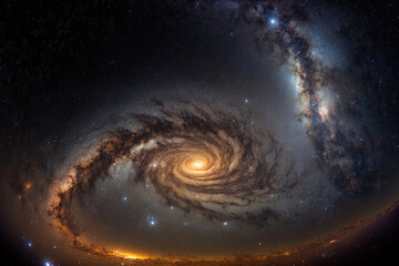 grainy long exposure panorama of the Milky Way galaxy. Generative AI