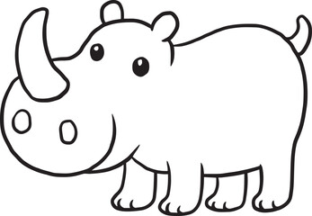 rhino cartoon doodle kawaii anime coloring page cute illustration drawing clip art character chibi manga comic