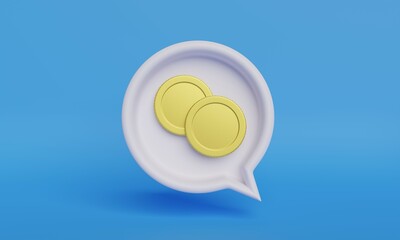 コインと吹き出し3DCGのイラスト