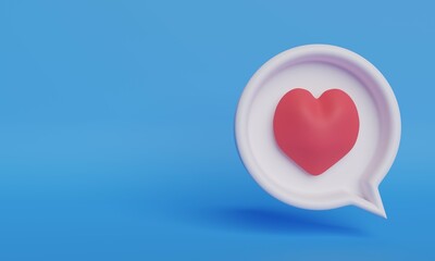 .ハートと吹き出し3DCGのイラスト