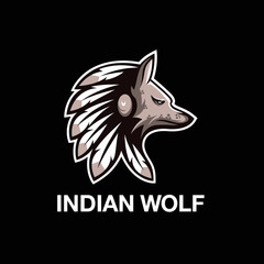 Indian wolf vector logo design illustration