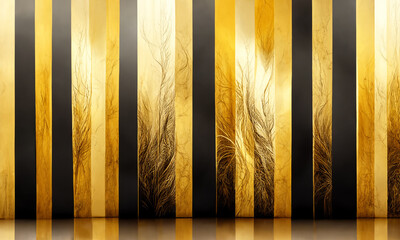Gold and black stripe wooden panel.