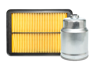 New square car air filter and oil filter engine car on white