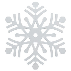 3D Rendering White Snowflake. PNG Transparent Background.